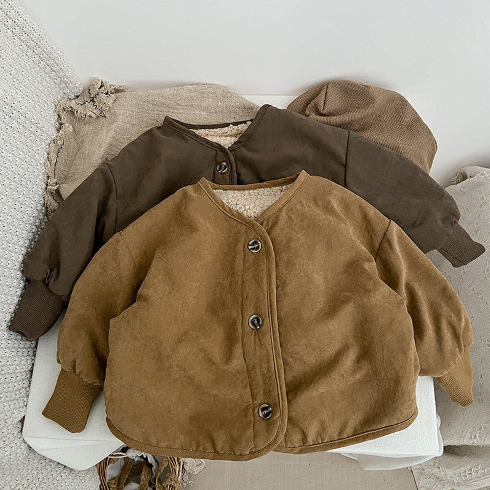 MyKids-USA® Baby Boy And Girl Vintage Style Lambswool Padded Thickened Jacket
