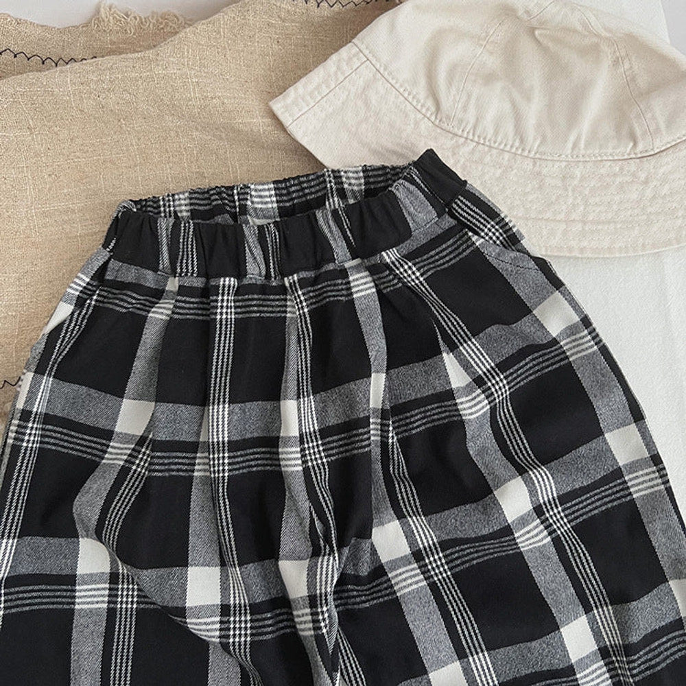 MyKids-USA® Baby Classic Plaid Pattern Loose Cotton Trousers