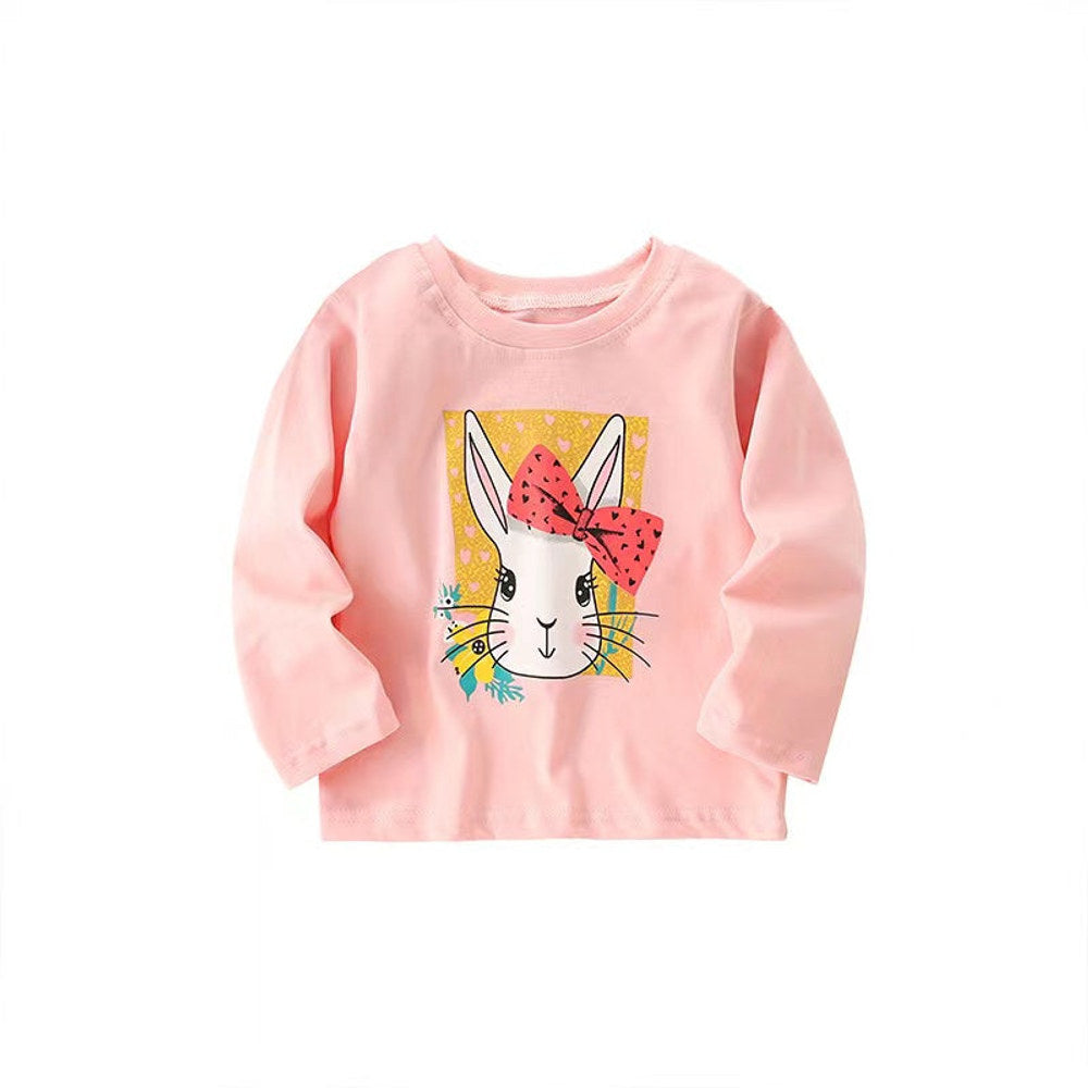 MyKids-USA® Baby Girl Cute Bunny Print Pattern Fashion Pullover Long Sleeve Hoodies