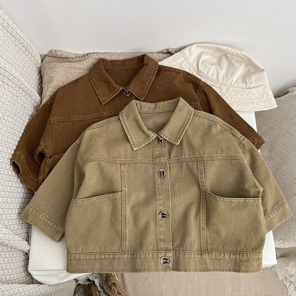 MyKids-USA® Baby Solid Color Demin Cool Japan Style Jacket Coat