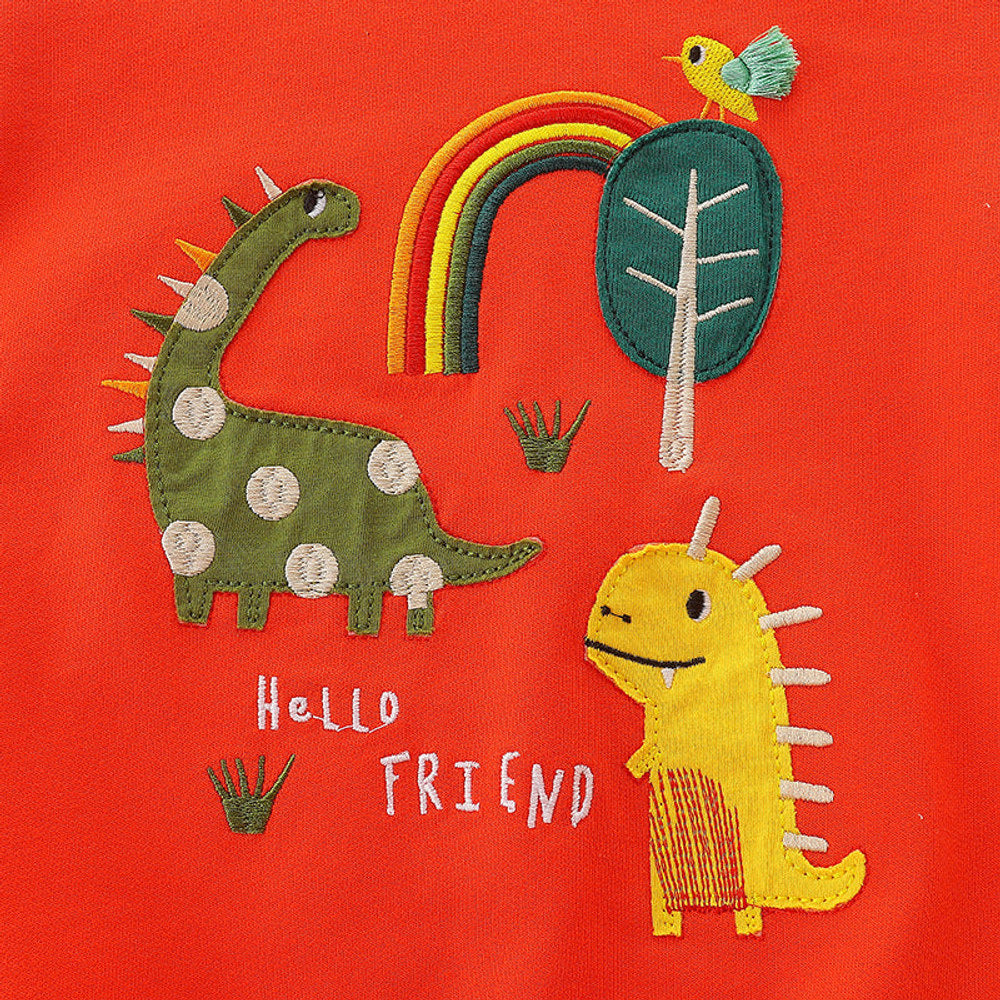 MyKids-USA® Baby Boy Dinosaur Embroidered Pattern O-Neck Pullover Hoodie