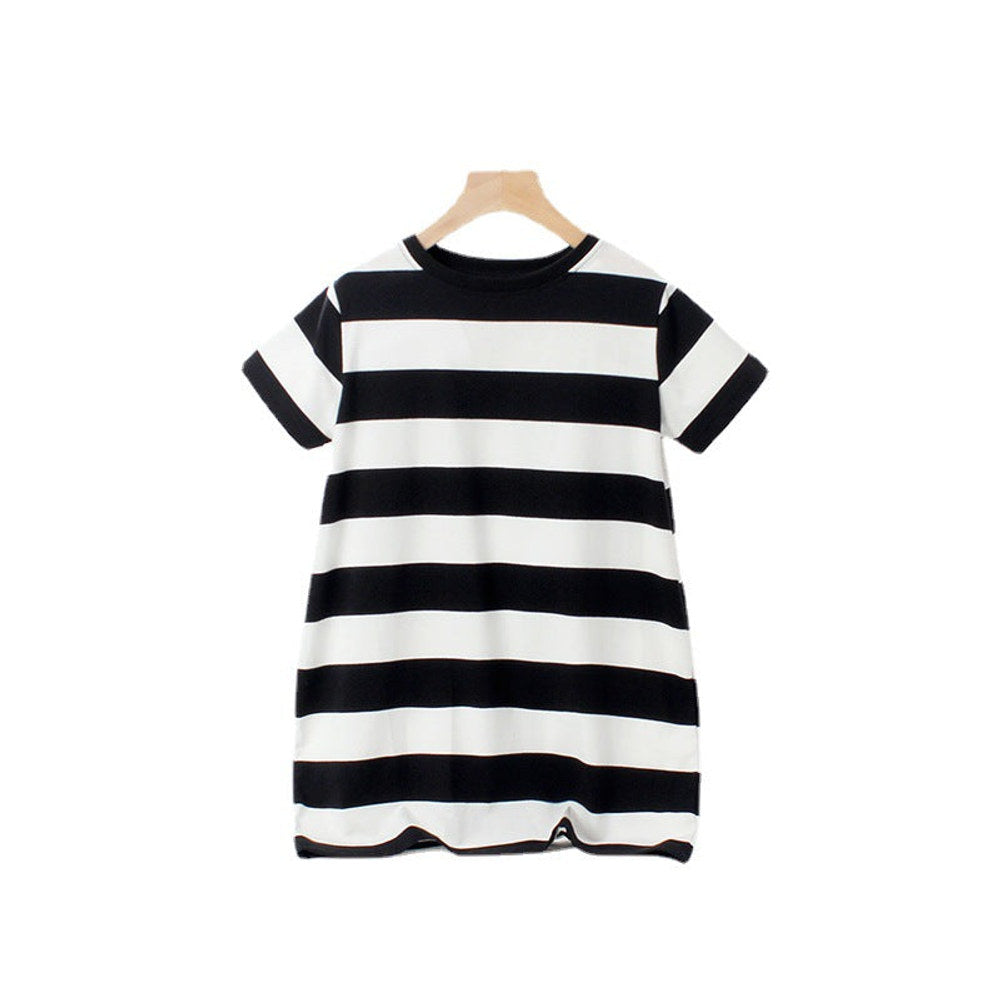 MyKids-USA® Baby Striped Pattern Short Sleeve Crewneck Dress