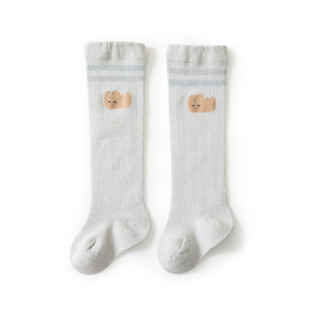 MyKids-USA® Baby Girl Solid Color Floral Embroidered Pattern Breathable Knee Socks