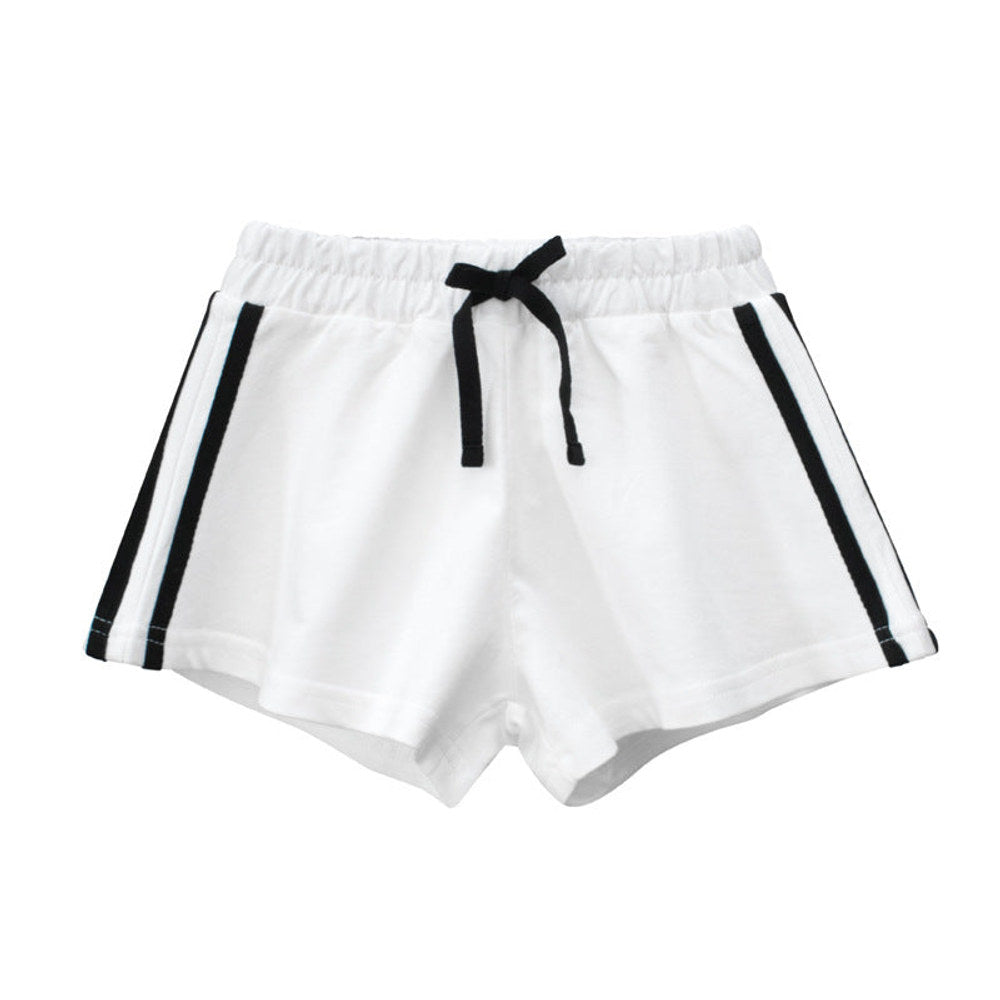 MyKids-USA® Baby Girl Solid Color Drawstring Design Casual Shorts In