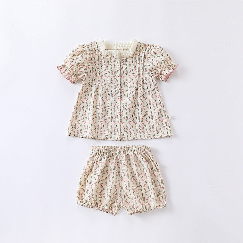 MyKids-USA® Baby Ditsy Flower Graphic Puff Sleeves bodysuit & Sets