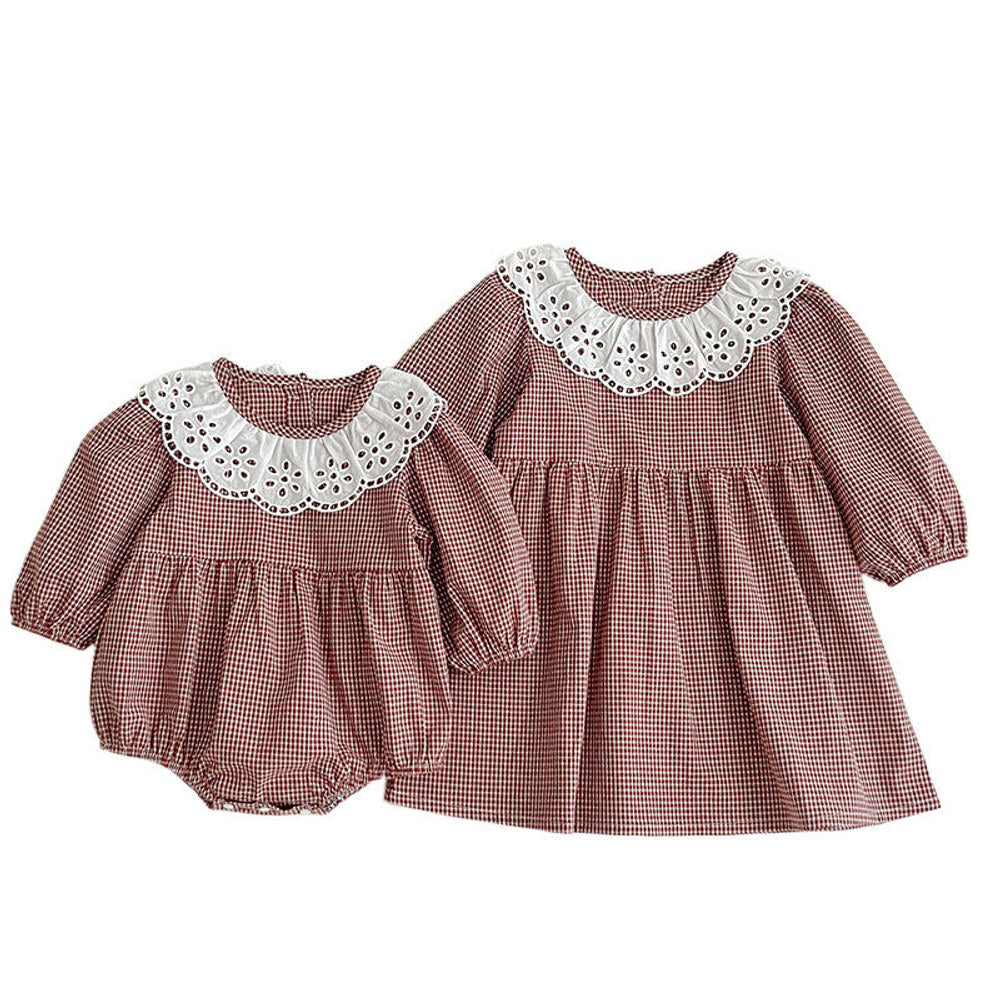 MyKids-USA® Fashion Lace Collar Long Sleeve Baby bodysuit OR Girl Dress