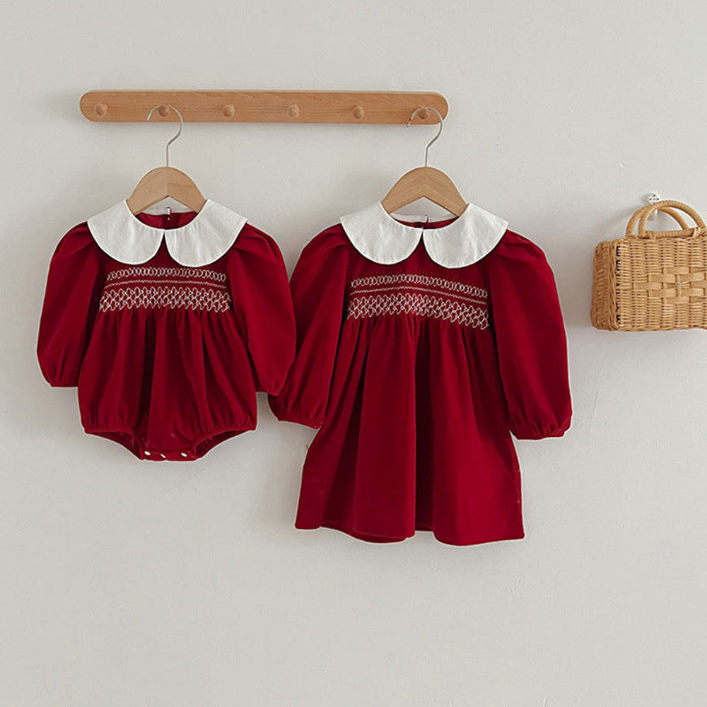 MyKids-USA® Doll Neck Red Long Sleeve Fashion bodysuit & Dress