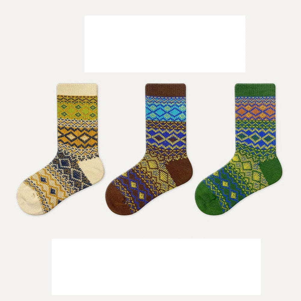 MyKids-USA® Kids Unisex Vintage Pattern Comfortable Crew Socks Set