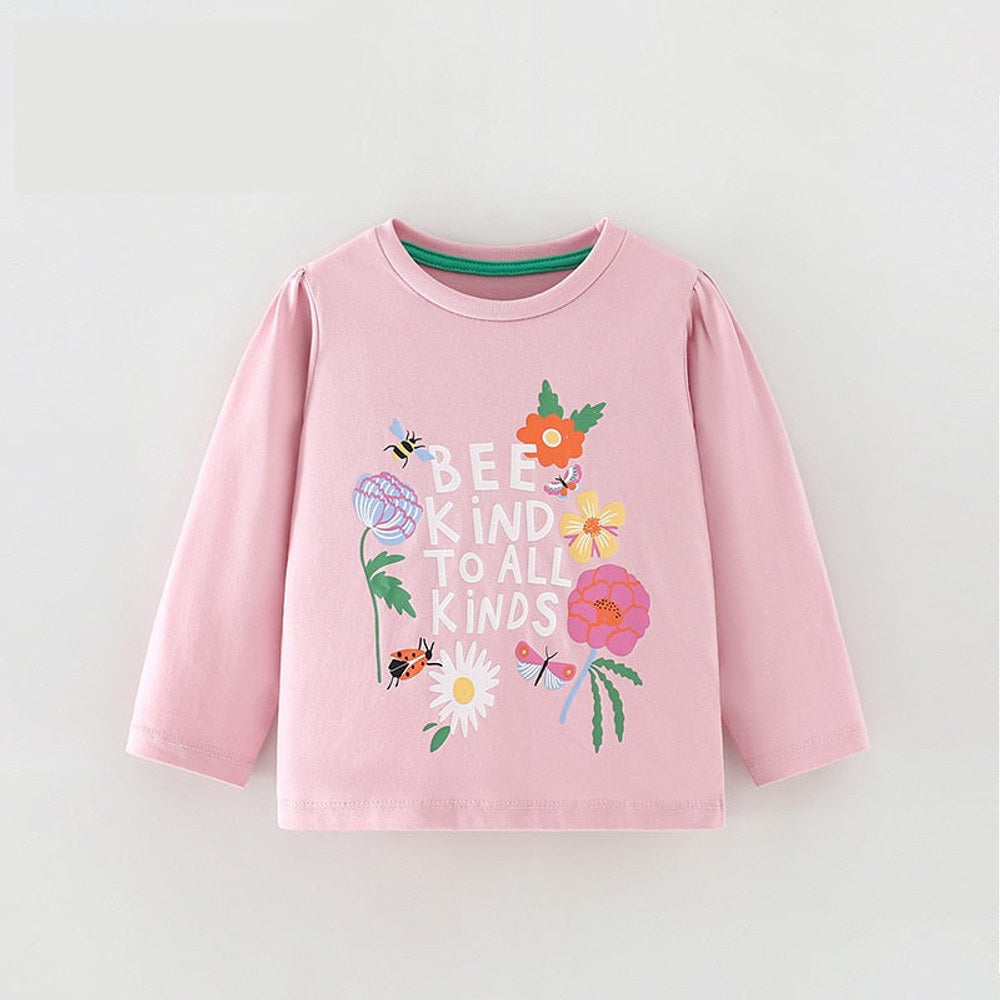 MyKids-USA® Girls Cartoon Insects And Flowers Printing Pattern Comfy Cotton Top Shirt