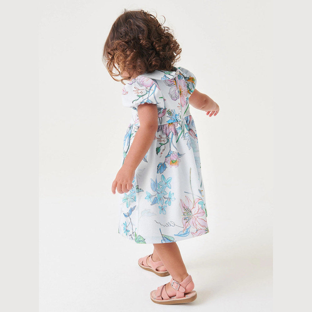 MyKids-USA® Baby Girls Peter Pan Collar Short Sleeves Floral Dress