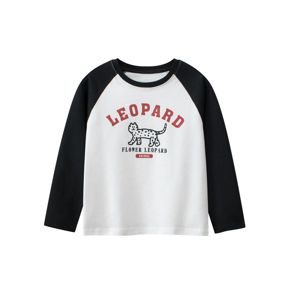MyKids-USA® Baby Boy Kids Leopard Cartoon Letters Printing Crew Neck Long Sleeve Pullover