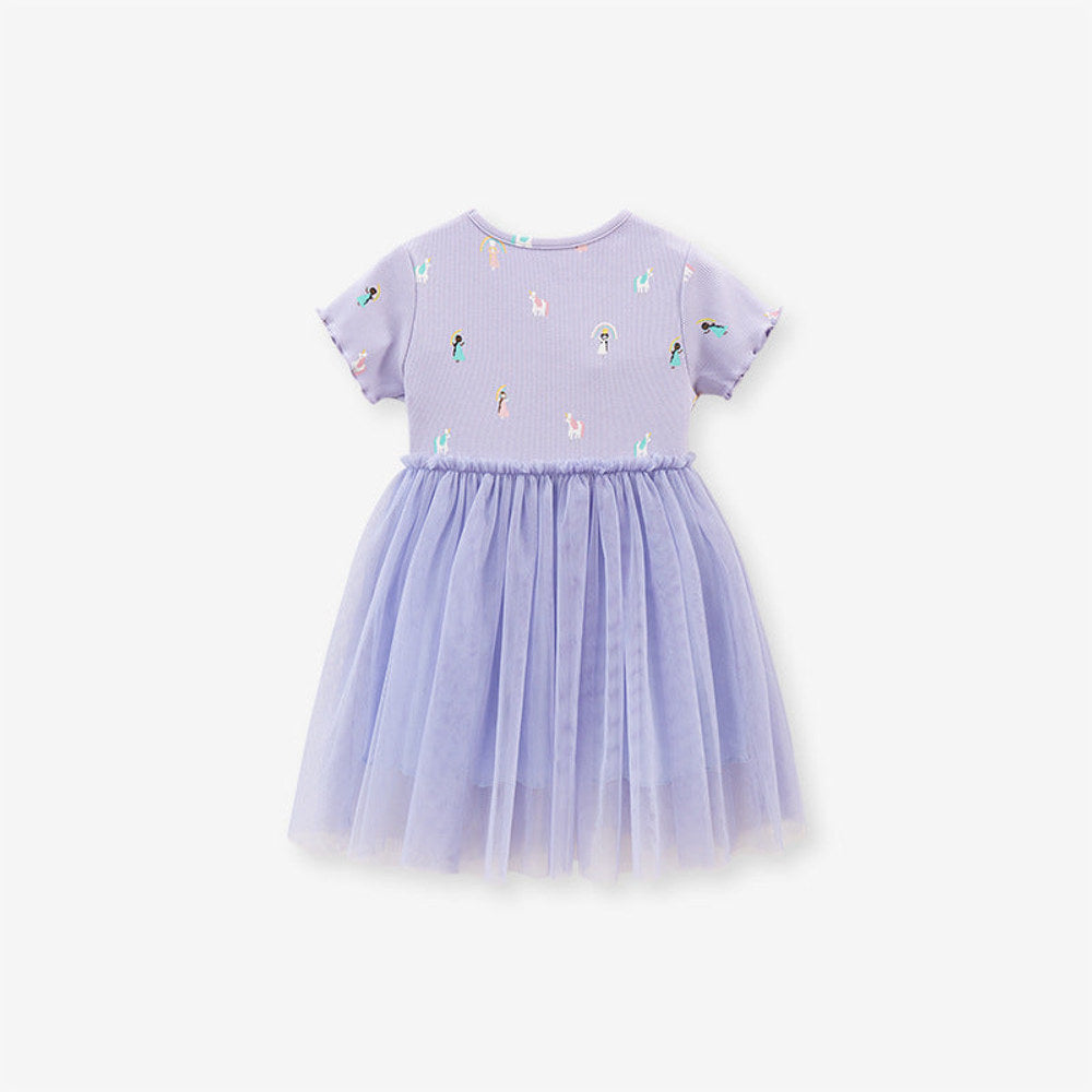 MyKids-USA® Baby Girls Short Sleeves Unicorn Ladies Cartoon Chiffon Dress