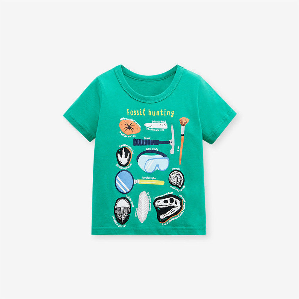 MyKids-USA® Round Neck Fossil Hunting Cartoon Boys’ T-Shirt In European And American Style