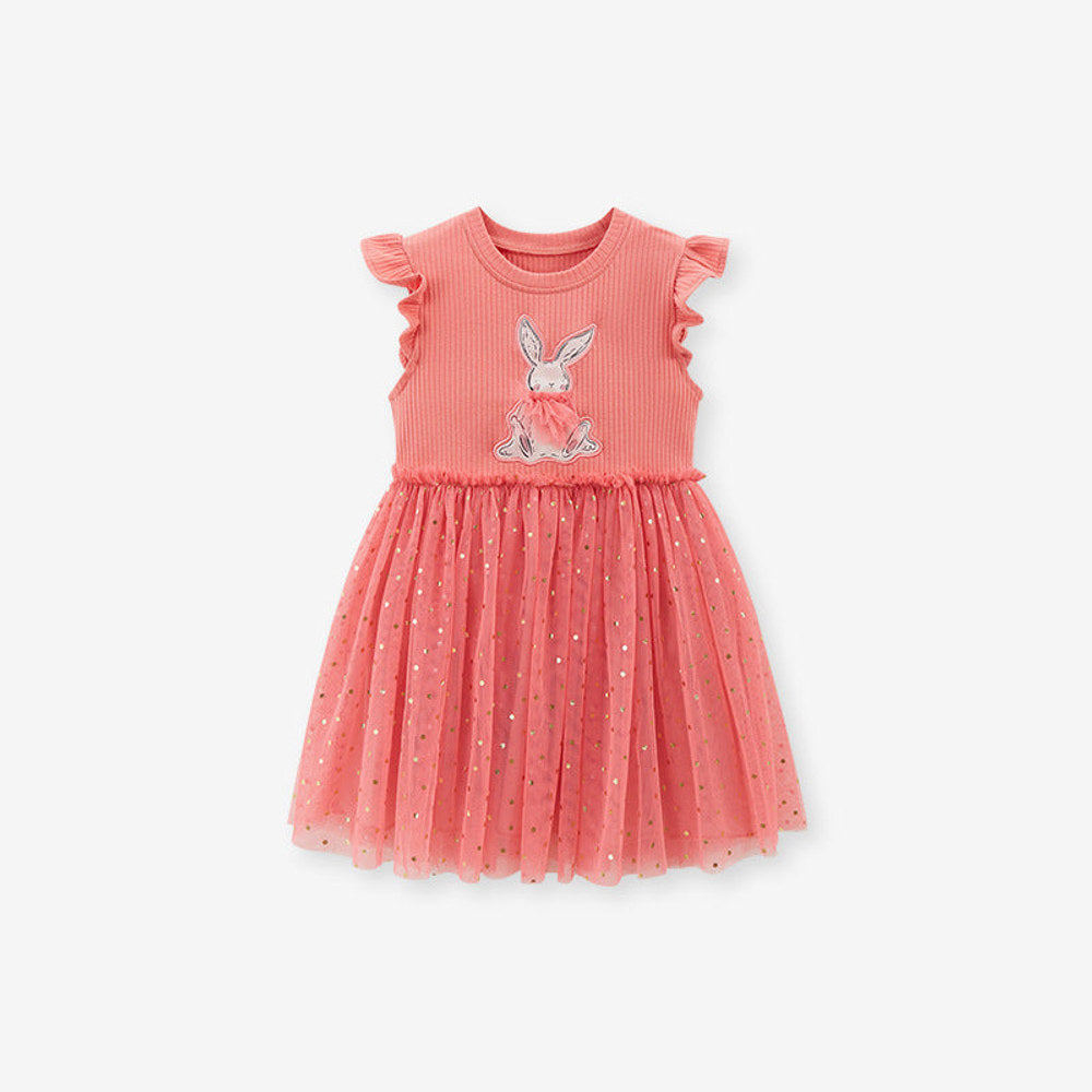 MyKids-USA® Baby Girls Sleeveless Rabbit Cartoon Chiffon Dress