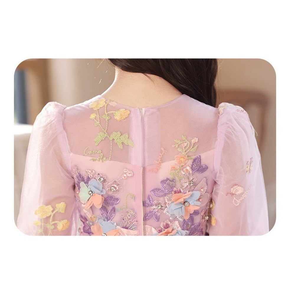 MyKids-USA® Princess Purple Birthday Dress For Girls: Luxurious Long-Sleeved Piano Performance Attire, Perfect For Celebrations