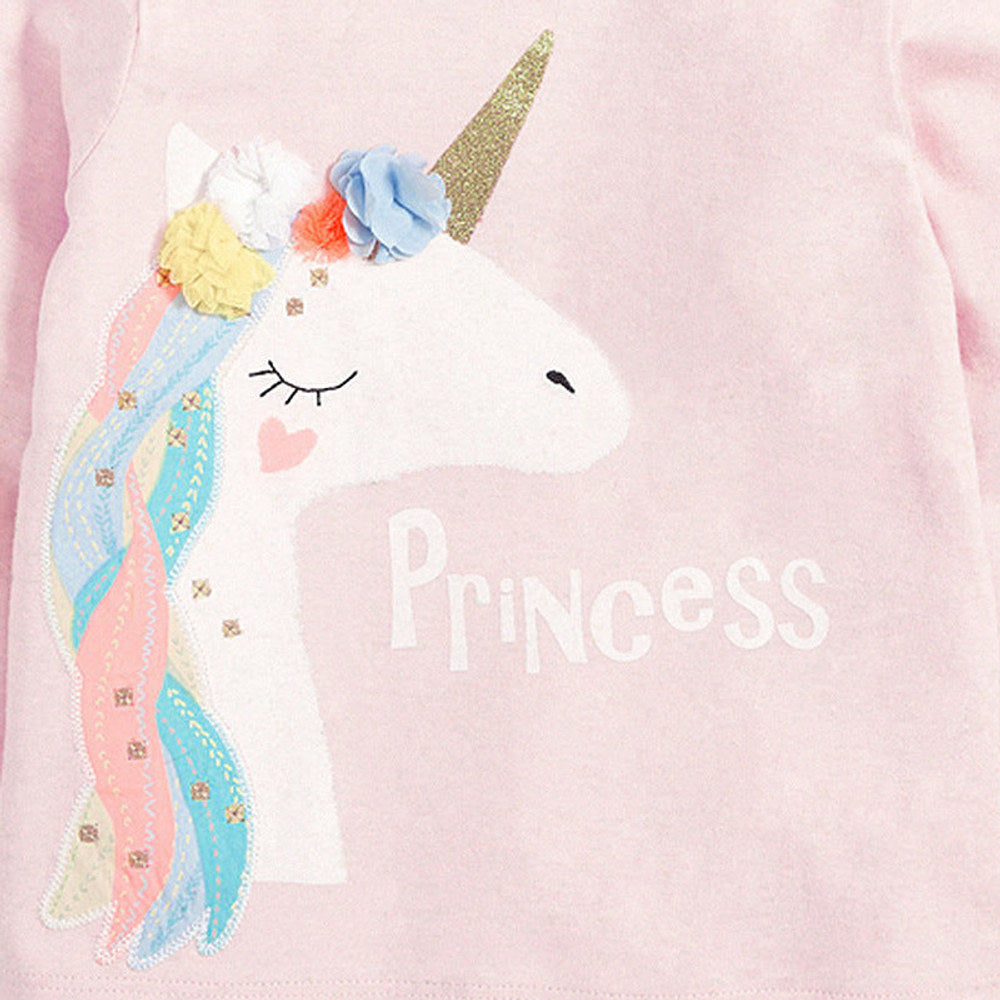 MyKids-USA® Kids Girls Floral Unicorn Cartoon Pattern Princess Pullover Clothing Sweatshirt