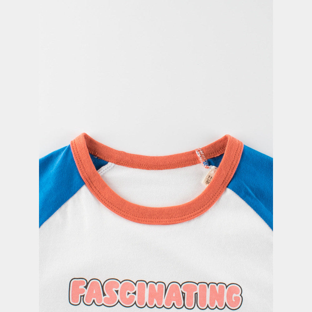 MyKids-USA® Cute Cartoon Print Girls’ Patchwork T-Shirt for Playdates Casual Outings