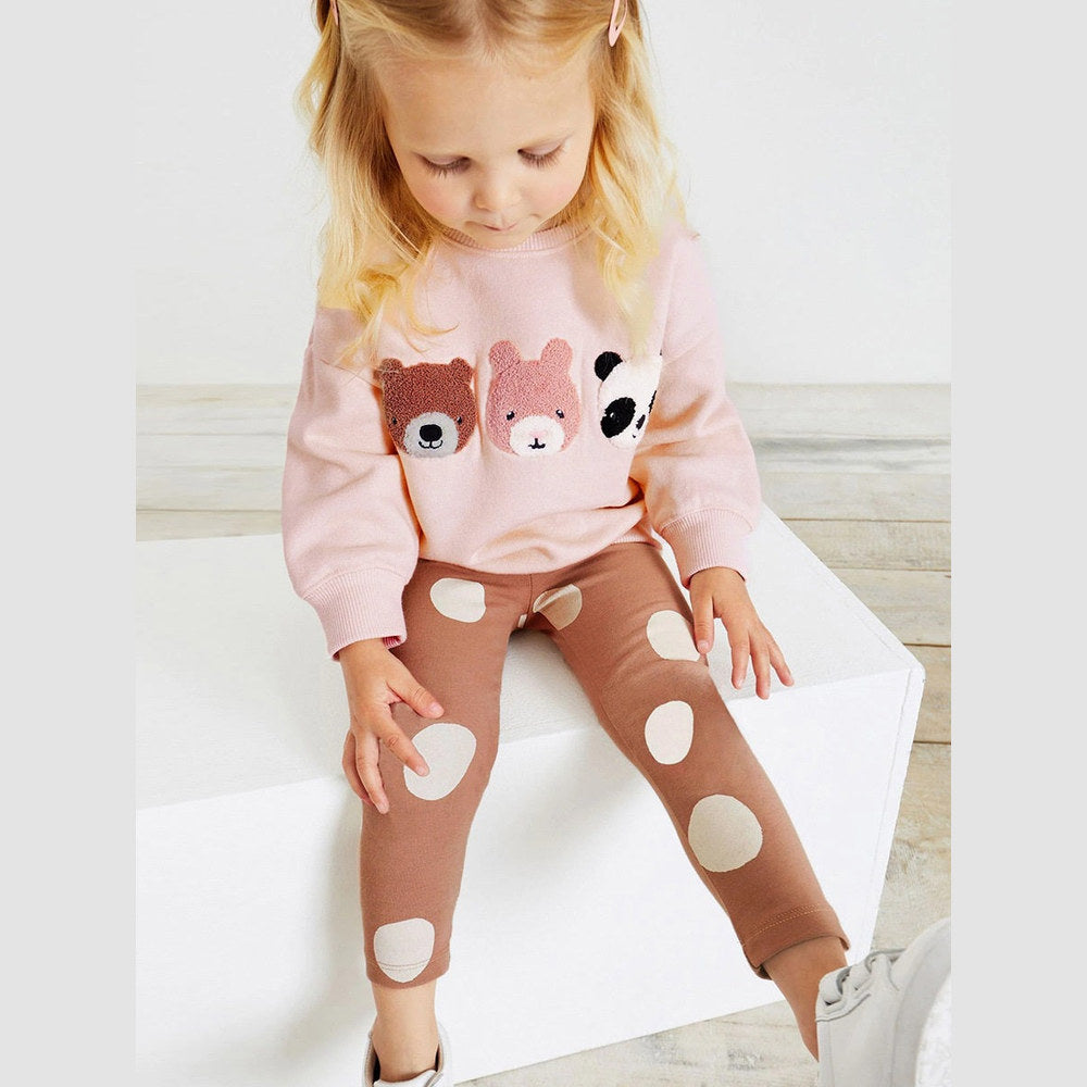 MyKids-USA® Baby Kids Girls Animals Embroidery Long Sleeves Pullover And Polka Dots Pants Clothing Set