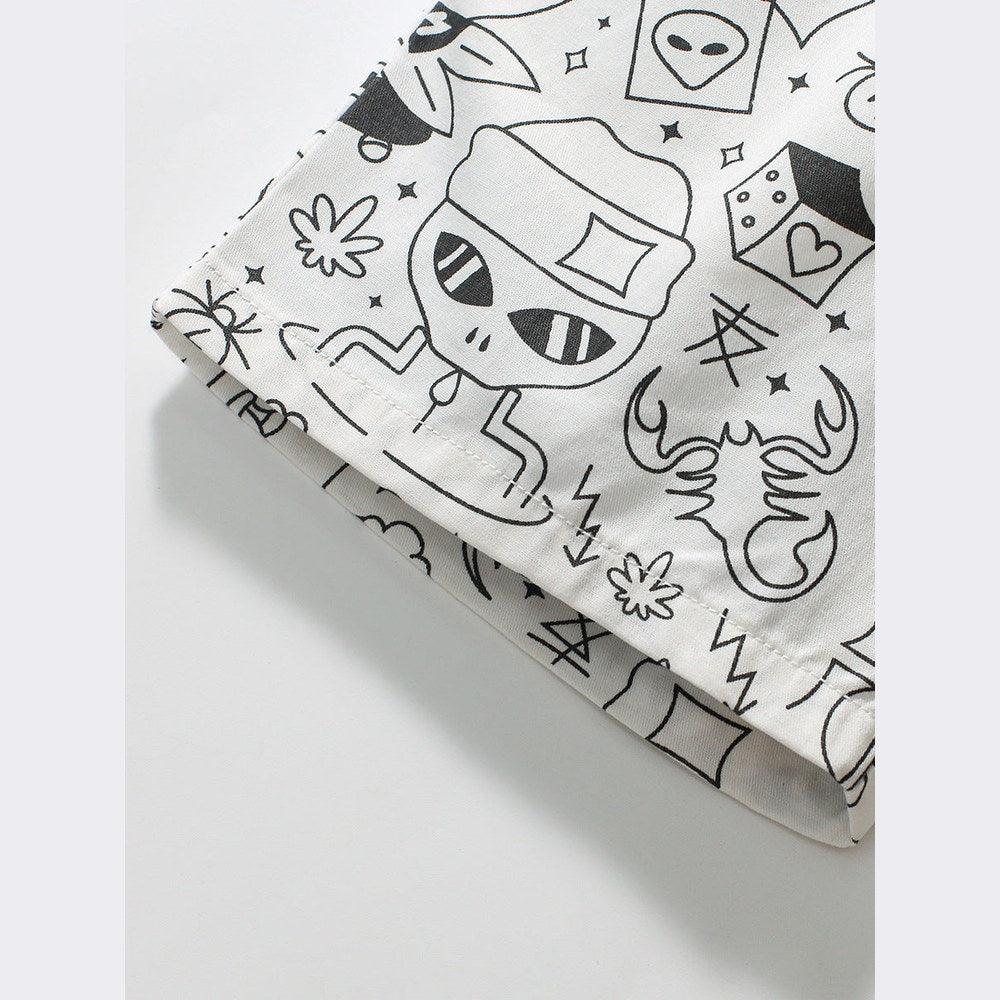 MyKids-USA® Boys Stylish Doodle Print Casual Shorts