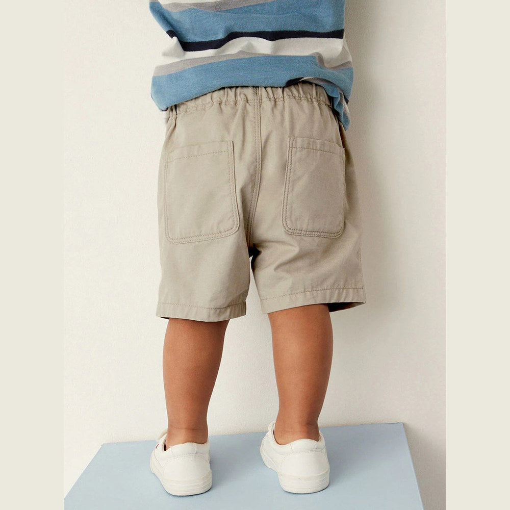MyKids-USA® Boys Solid Soft Cotton Casual Style Shorts With Cartoon Logo