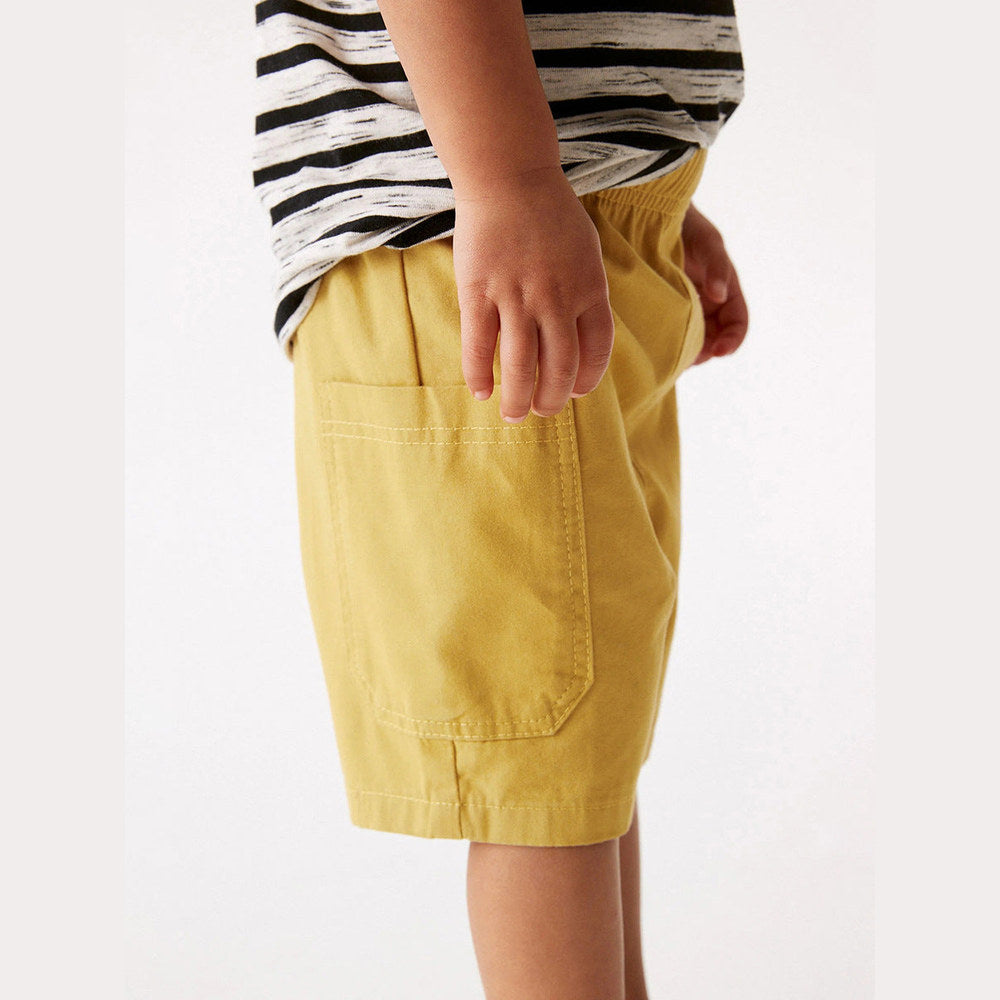 MyKids-USA® Boys Solid Yellow Cotton Casual Style Shorts With Pockets