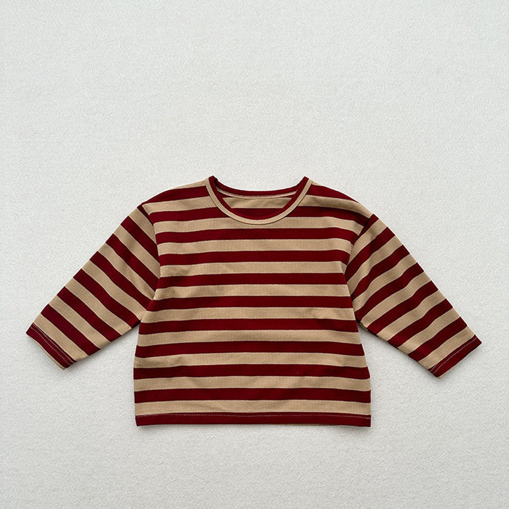 MyKids-USA® Baby Kids Vintage Striped Crew Neck Long Sleeve Shirt