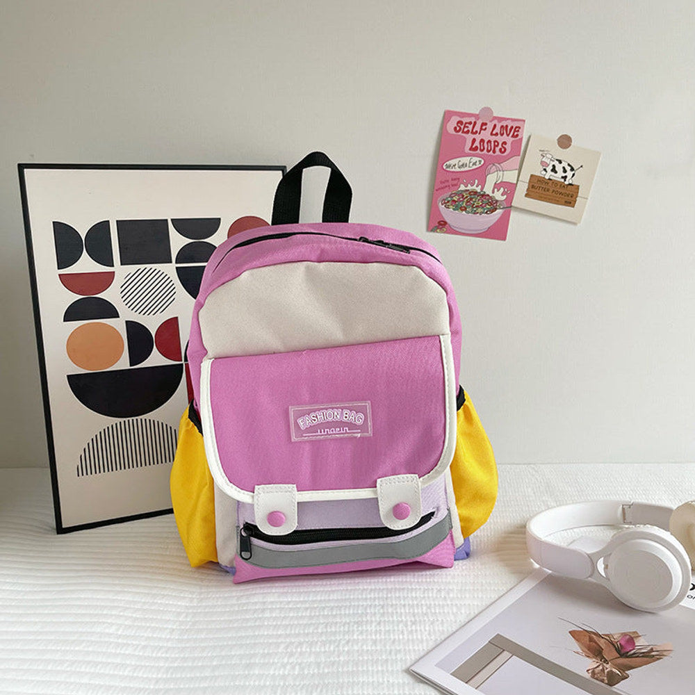MyKids-USA® Preschool Children Lightweight Portable Spacious Color Patchwork Canvas Backpack