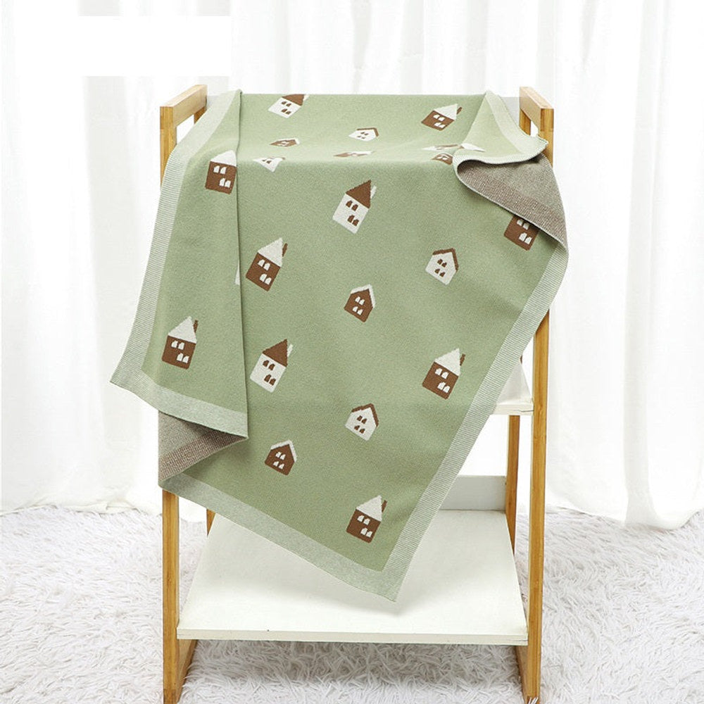 MyKids-USA® Knitted Cute Little House Soft Baby Blanket, Perfect For Newborn Boys And Girls