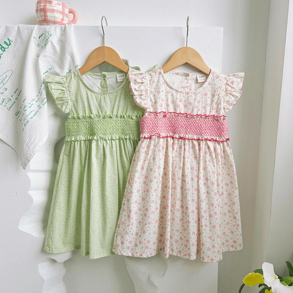 MyKids-USA® Baby Kids Girls Fly Sleeves Floral Print Dress