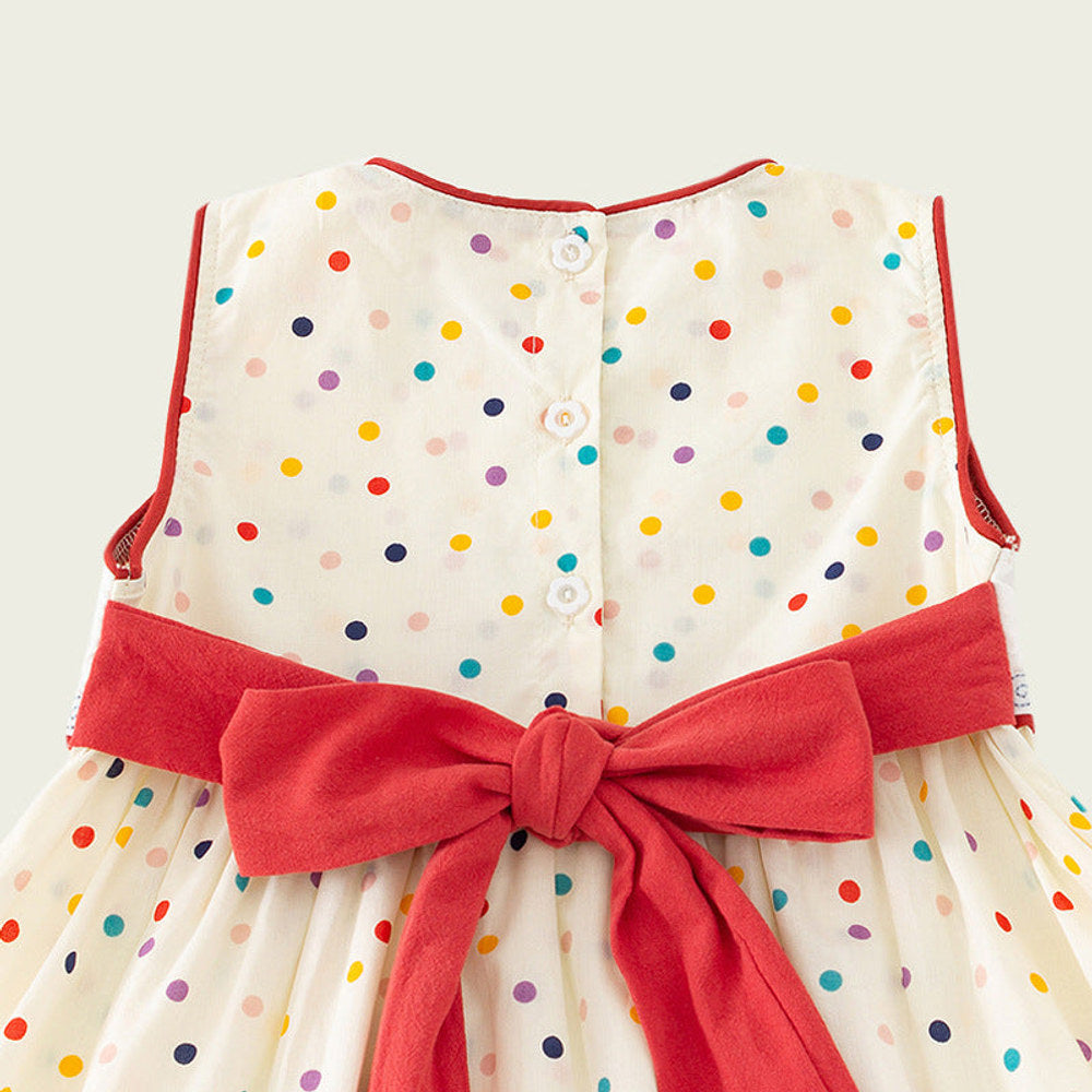 MyKids-USA® Design Kids Girls Cute Colorful Dots Sailing Boats Embroidered Sleeveless Dress