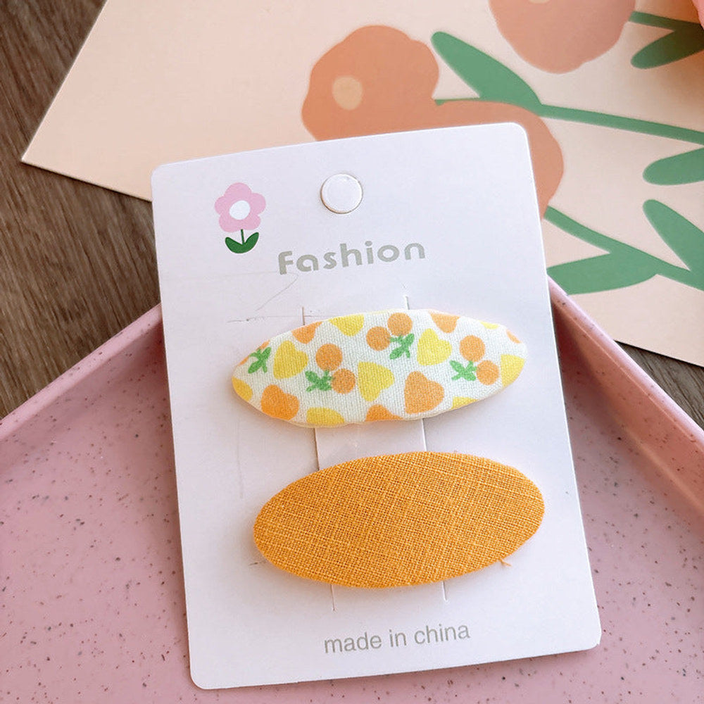 MyKids-USA® Of 2 Candy-Colored Oval Cloth Hair Clips