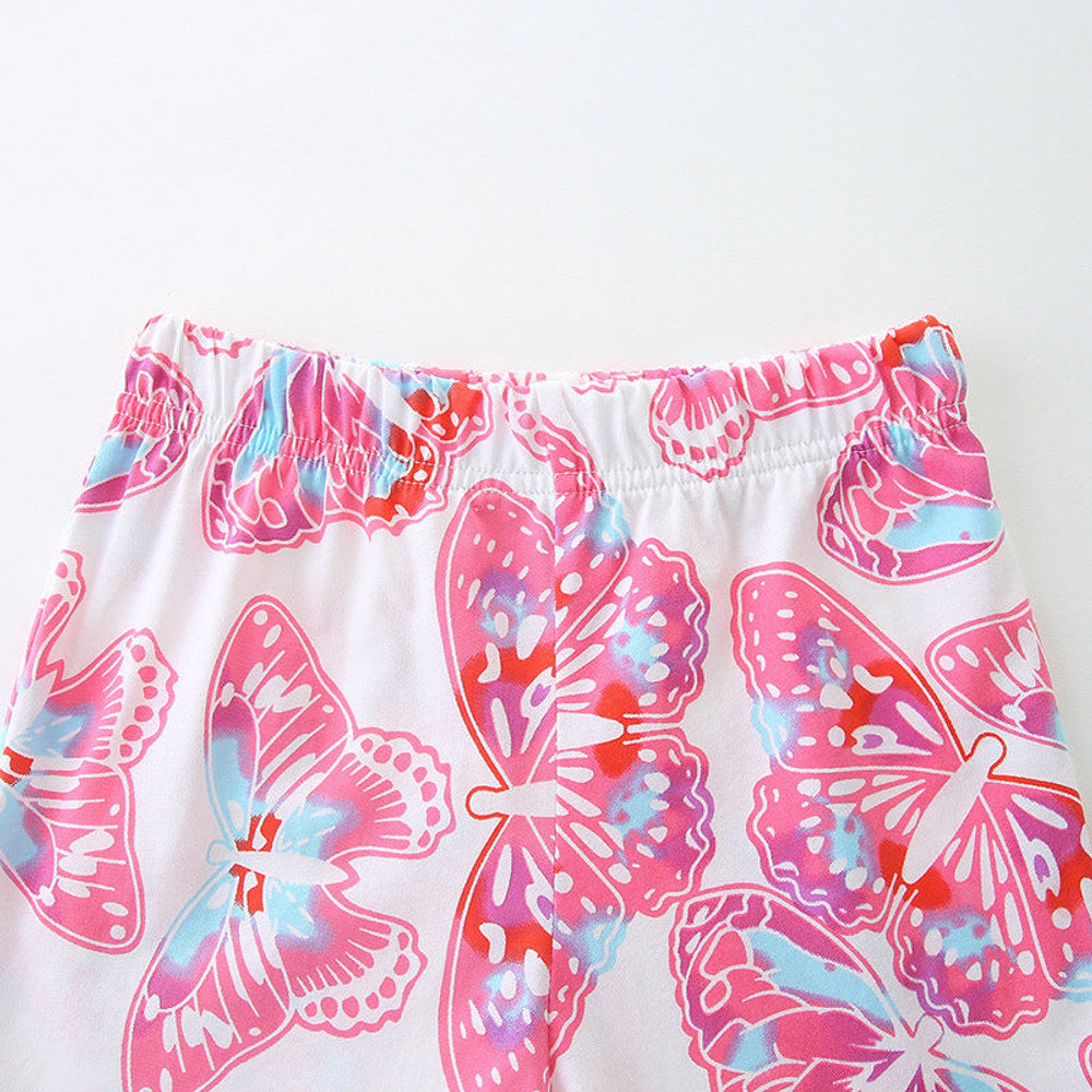 MyKids-USA® Baby Kids Girls Butterfly Cartoon Print T-Shirt And Shorts Clothing Set