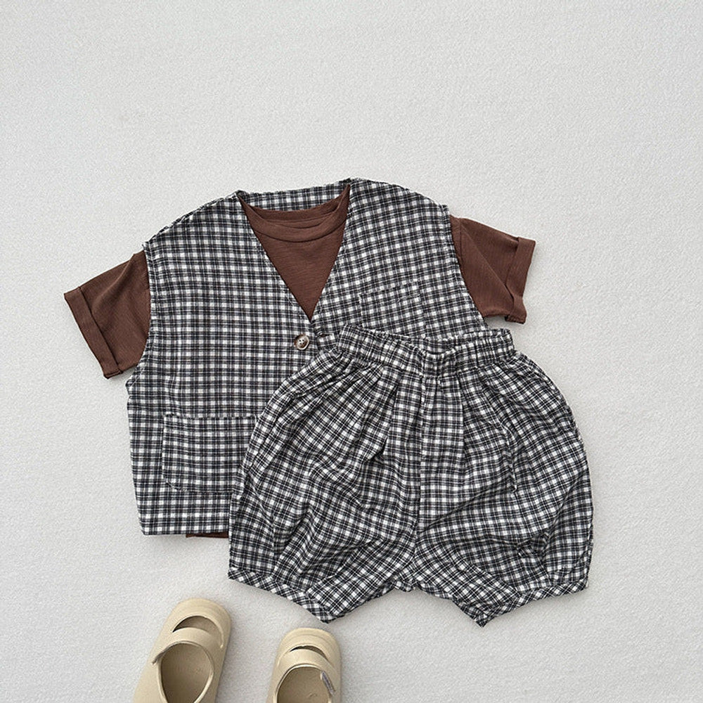 MyKids-USA® Unisex Plaid/Denim Soft Cotton Thin Shorts