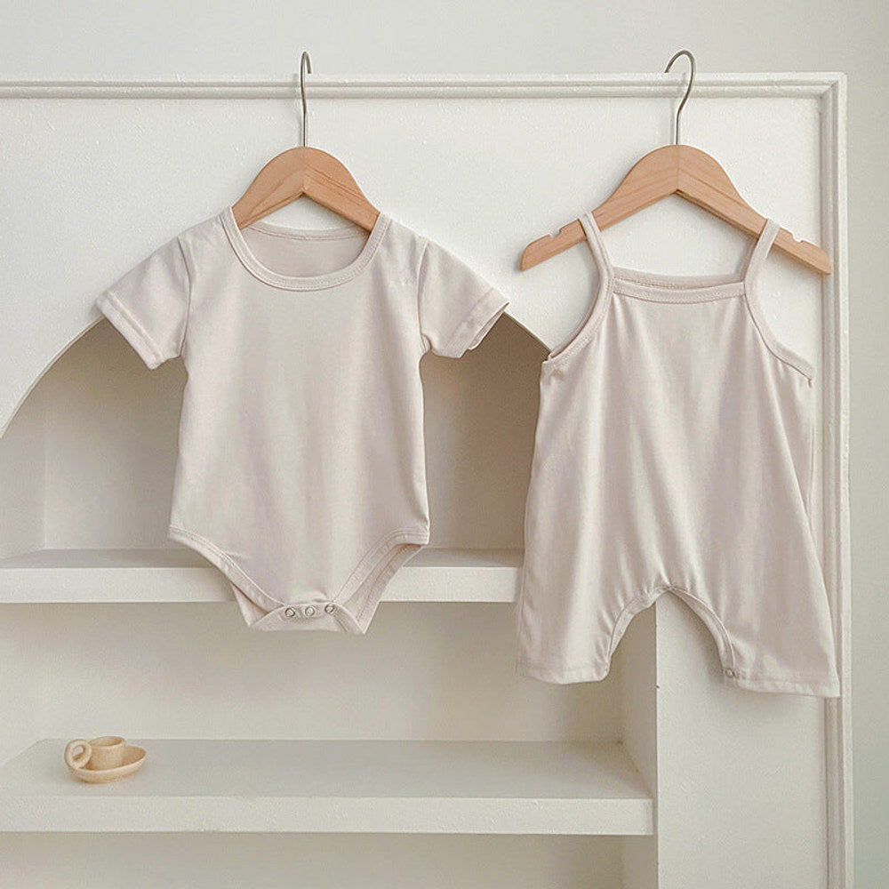 MyKids-USA® Baby Unisex Solid Color bodysuit And Romper Simple Plain Clothing Set