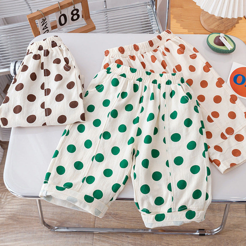 MyKids-USA® Kids Girls Thin Soft Breathable Polka Dots Pattern Casual Pants
