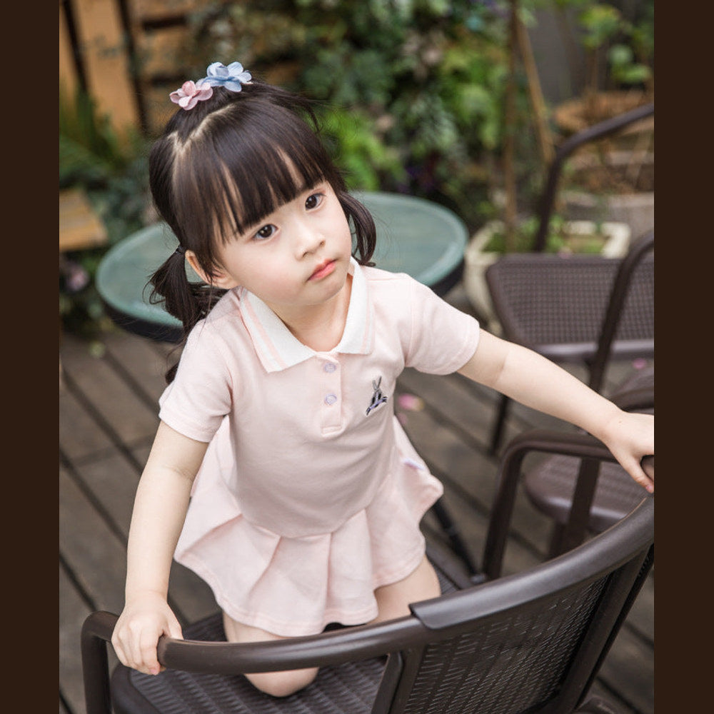 MyKids-USA® Summer Baby Girls Short Sleeves Turn-Down Collar Sport Polo Design Dress