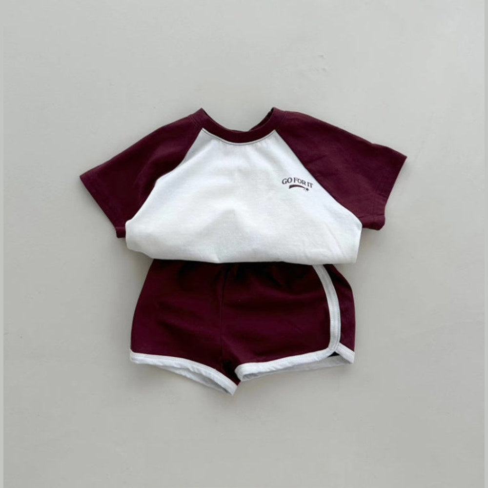 MyKids-USA® Baby Kids Unisex Letters Pattern Top T-Shirt And Shorts Sportswear Clothing Set