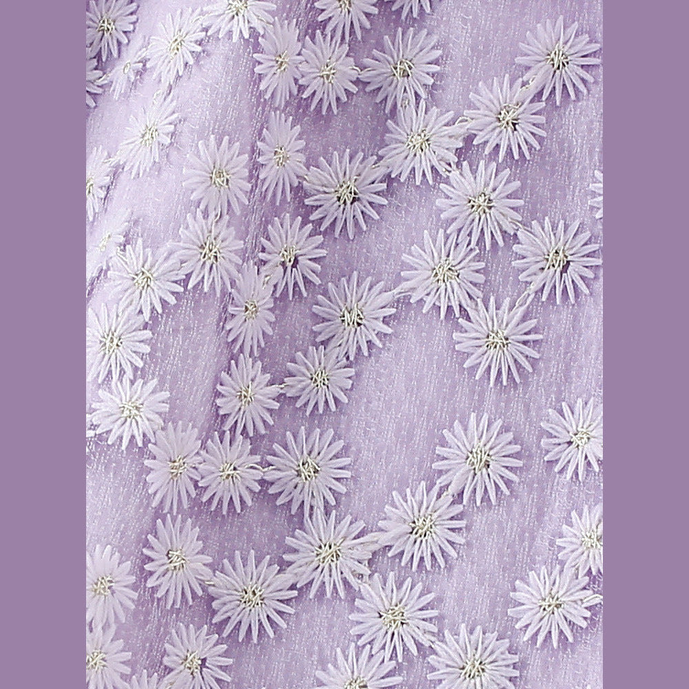 MyKids-USA® Girls’ Daisy Flowers Pattern Embroidery Round Collar Fly Sleeves Dress