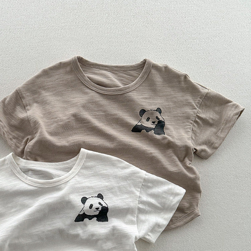 Summer Arrival Kids Unisex Soft Comfortable Short Sleeves Panda Logo Top Casual T-Shirt