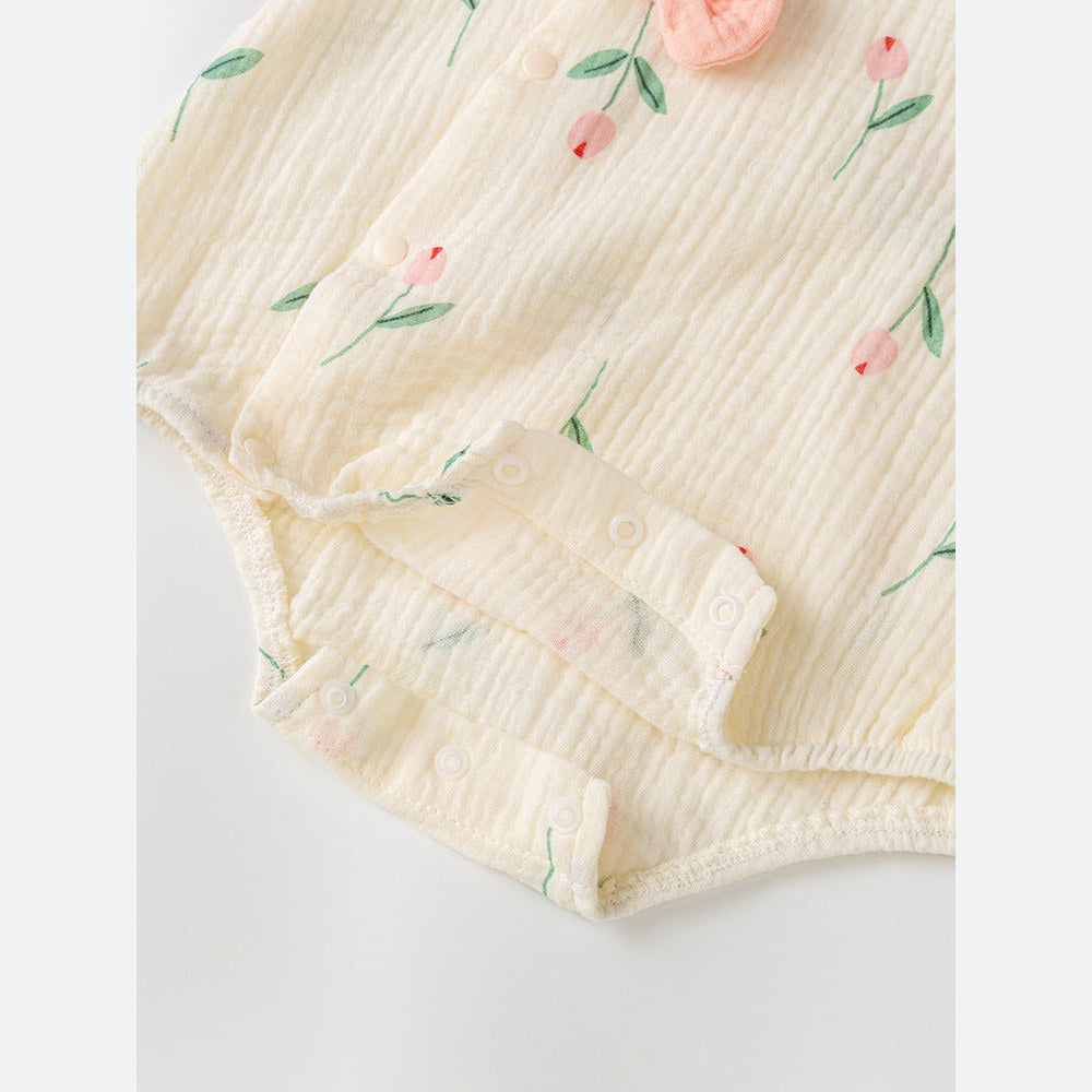 MyKids-USA® Design Baby Girls Light Floral Pattern Embroidery Fly Sleeves Crew Neck Sweet Cute bodysuit