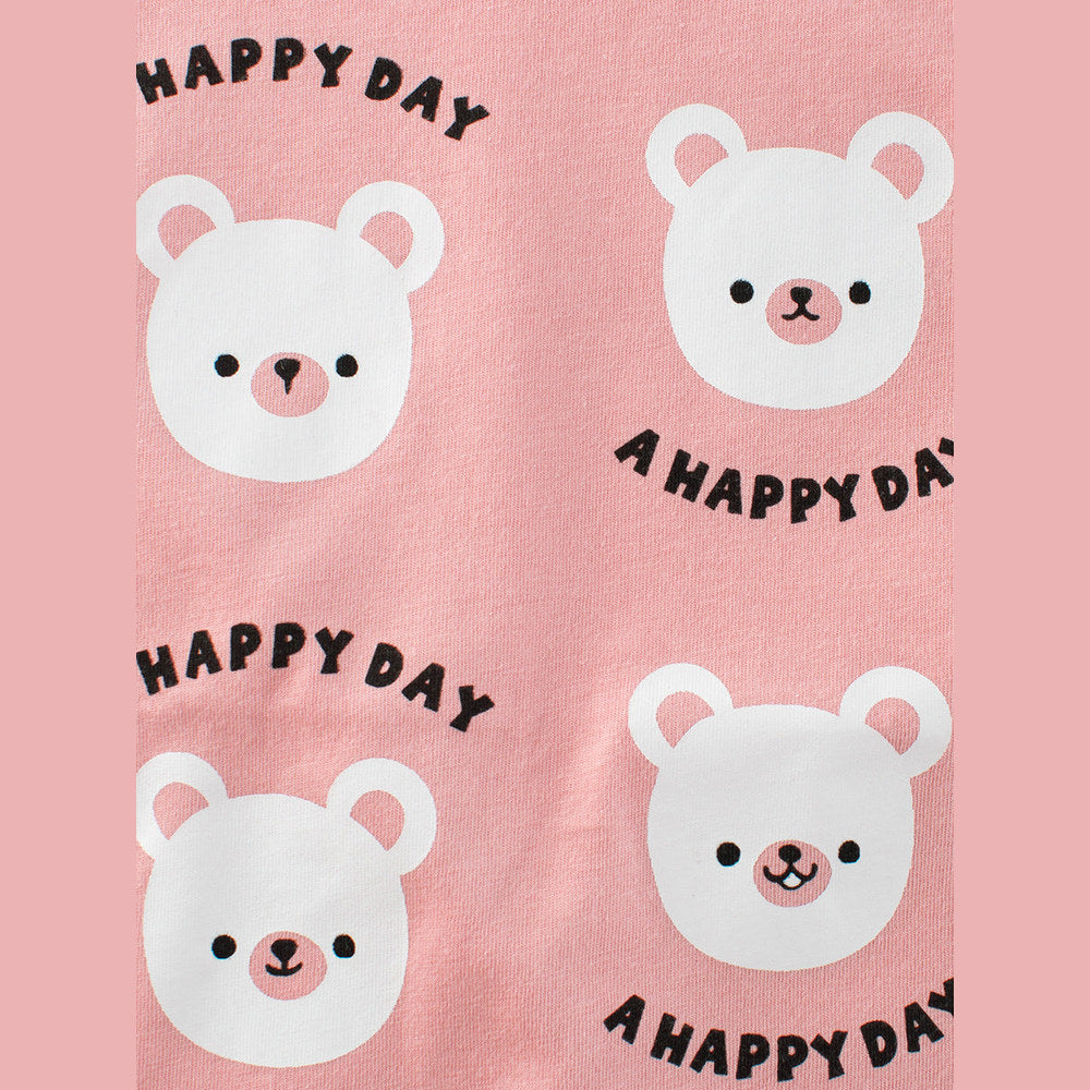 MyKids-USA® Teddy Bear Cartoon Print Color Patchwork Girls’ T-Shirt In European And American Style