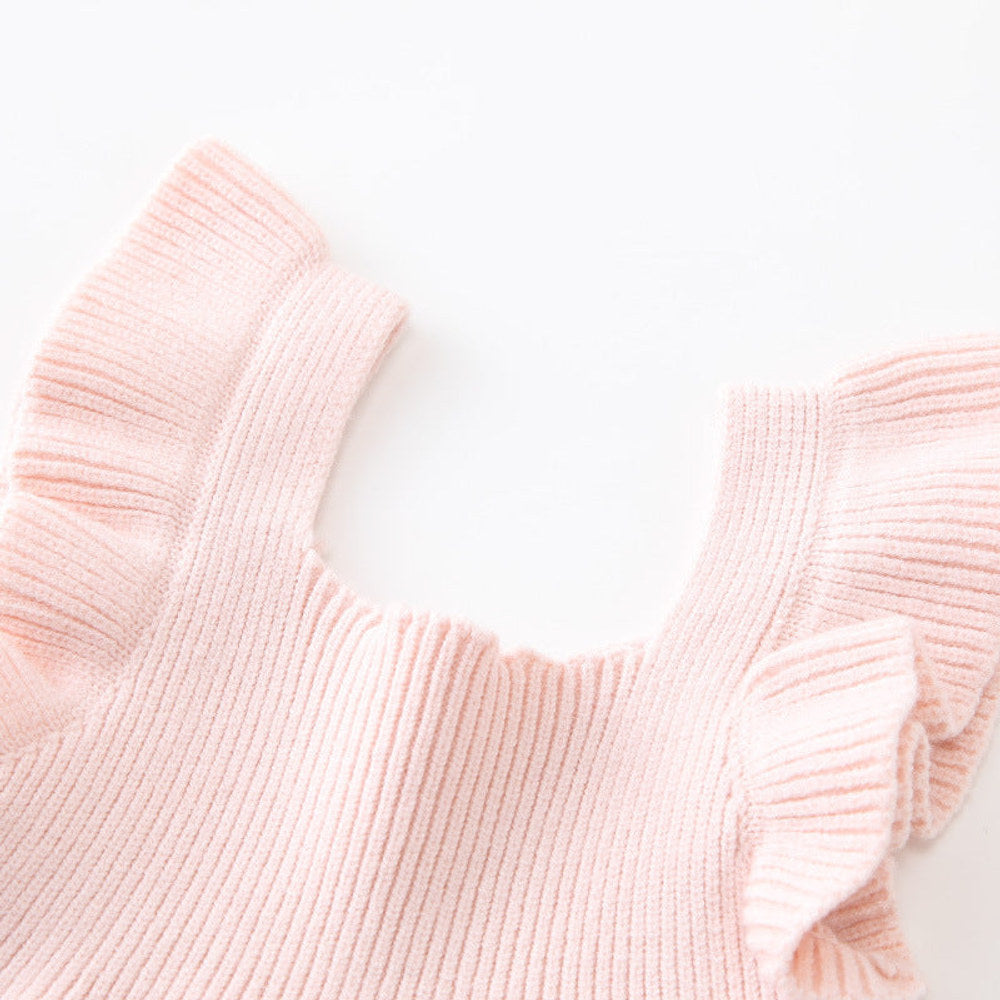 MyKids-USA® Baby Kids Girls Plain Simple Solid Color Fly Sleeves Knitted Dress