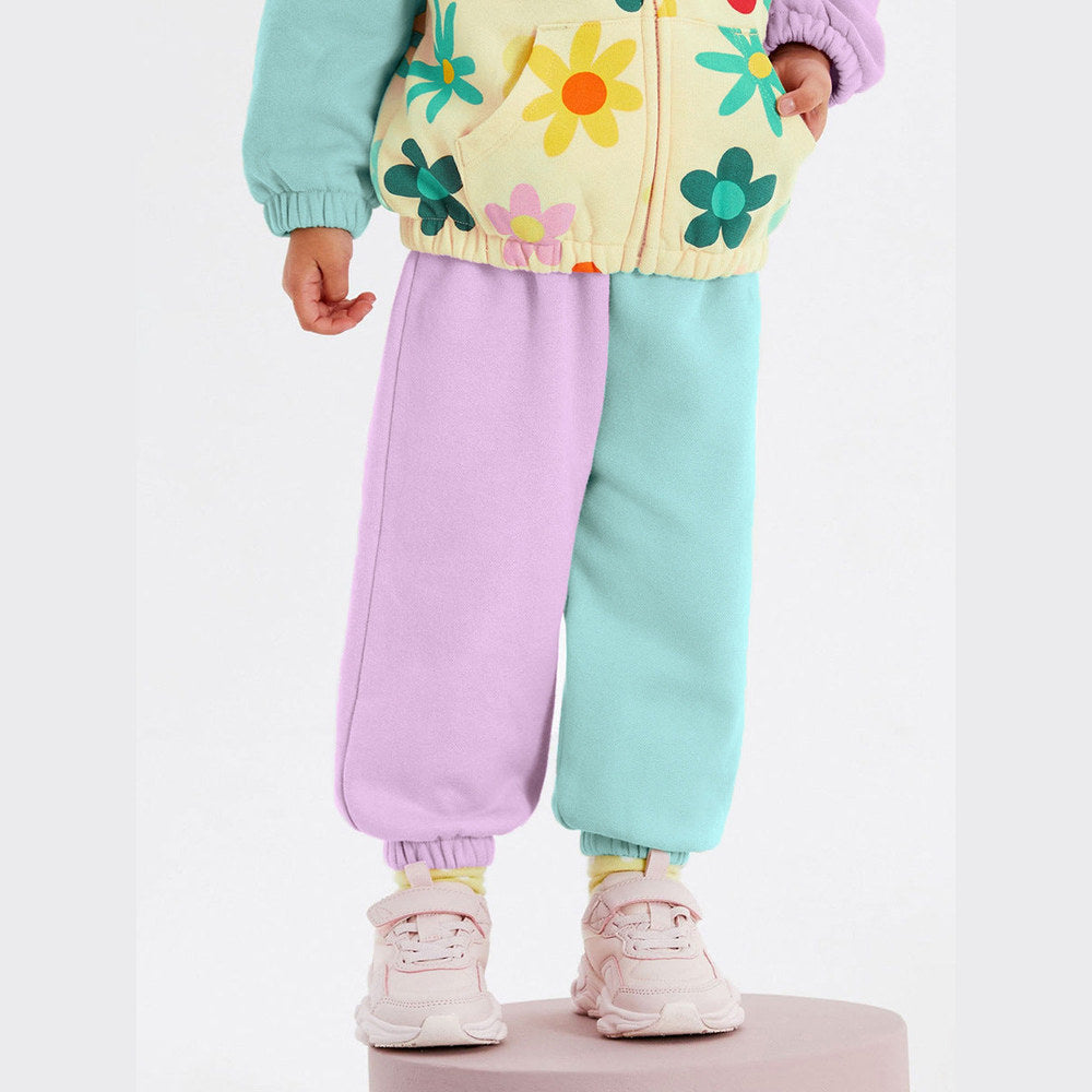 MyKids-USA® High Quality Girls Colorful Flowers Pattern Color Patchwork Long Sleeves Top Hoodie And Pants Clothing Set
