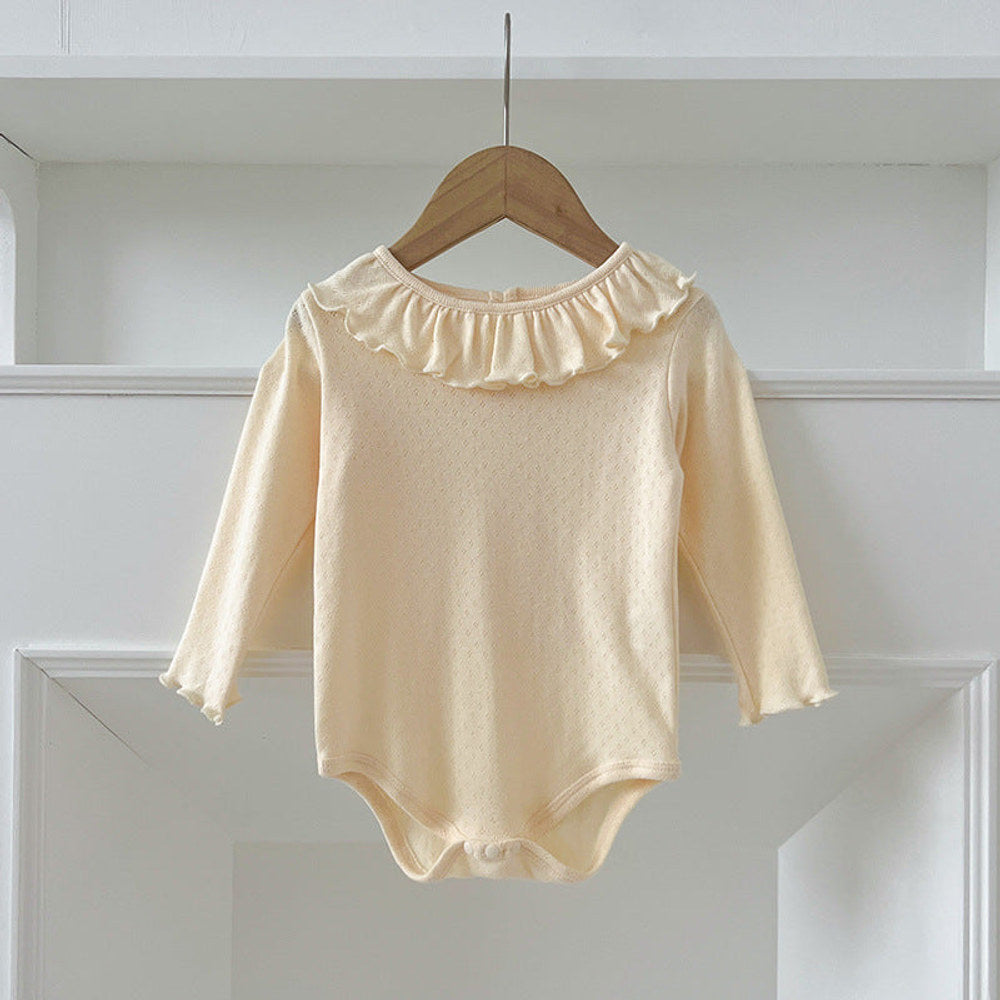 MyKids-USA® Design Baby Girls Long Sleeves Hollow-out Pattern with Cute Collar bodysuit