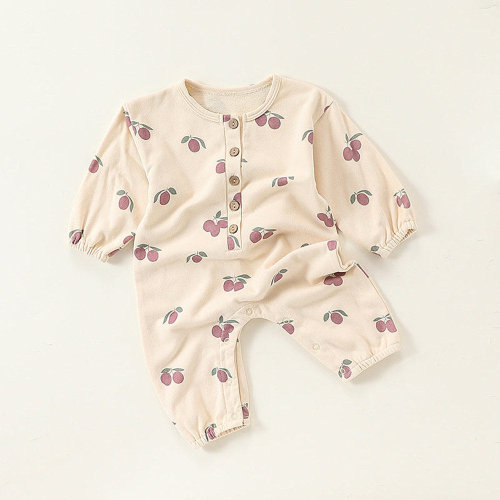 MyKids-USA® Baby Unisex Cartoon Fruits Pattern Long Sleeves Crew Neck Rompers
