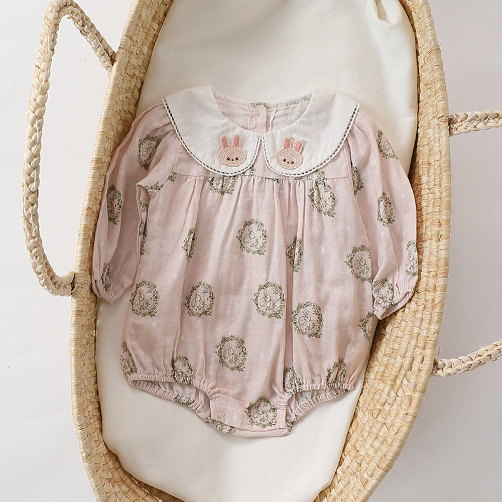 MyKids-USA® Baby Girls Flowers and Rabbits Pattern bodysuit