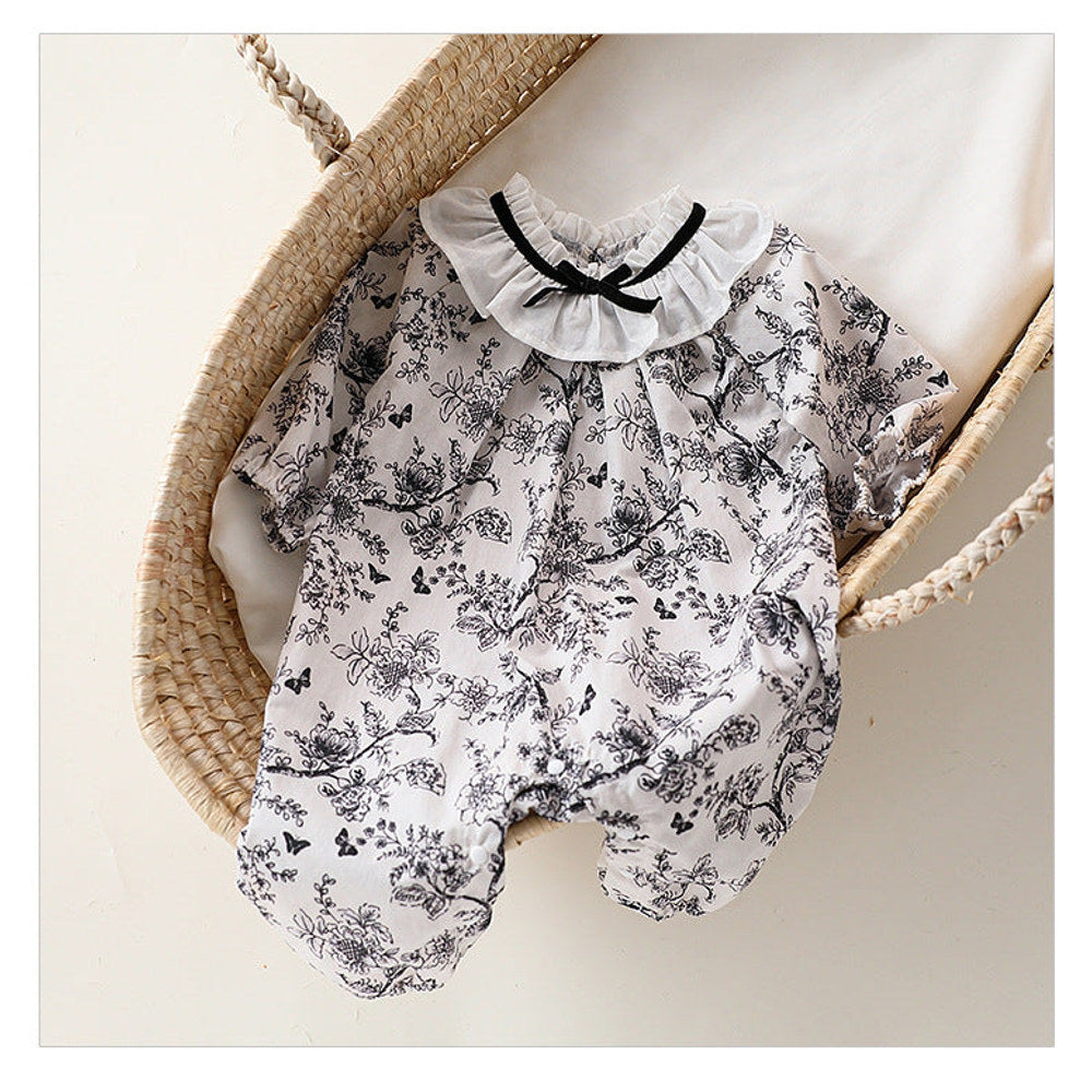 MyKids-USA® Baby Girls Chinese Painting Pattern Long Sleeves Rompers with Collar