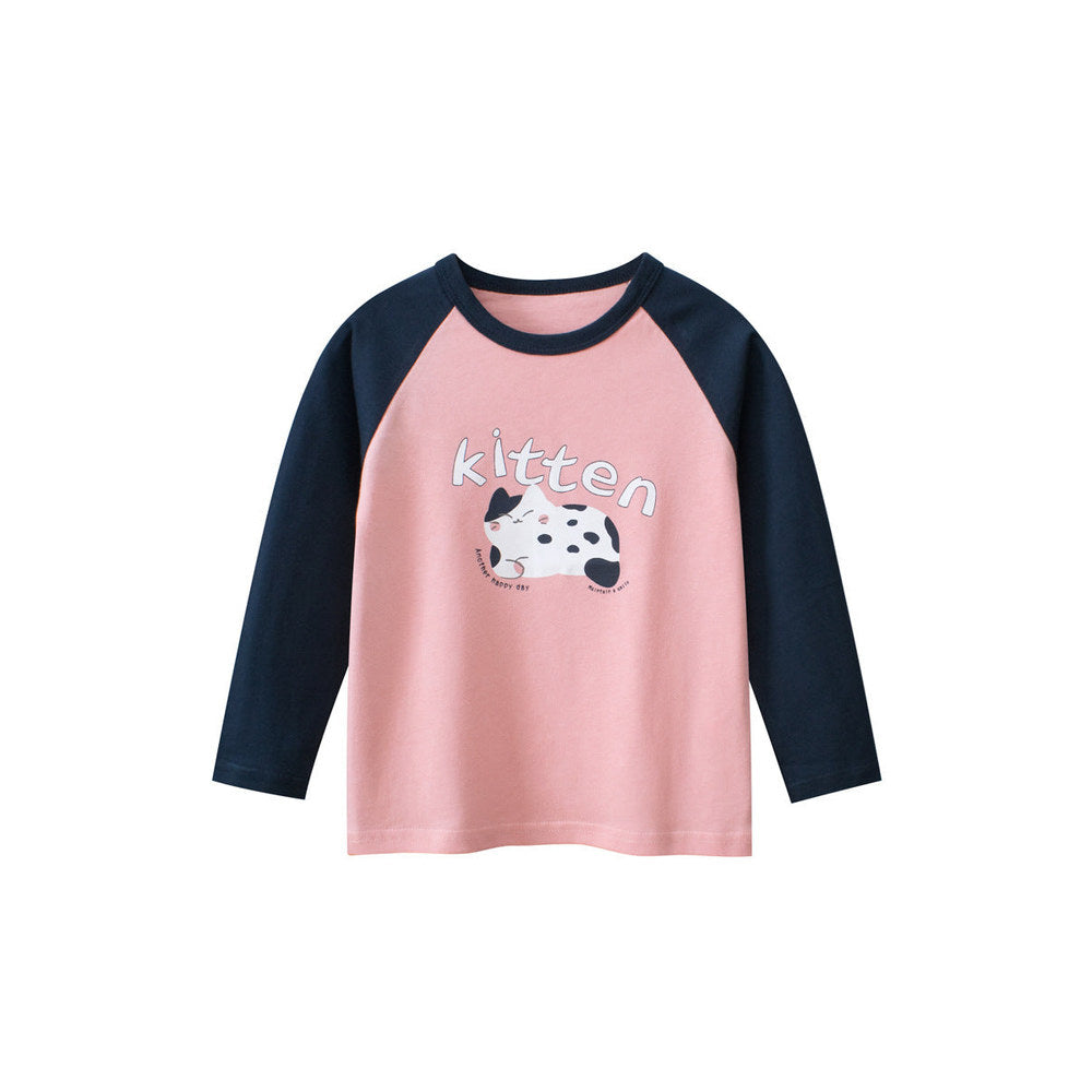 MyKids-USA® Kids Girls Animals Cartoon and Letters Print Crew Neck Long Sleeves Pullover Sweatshirt