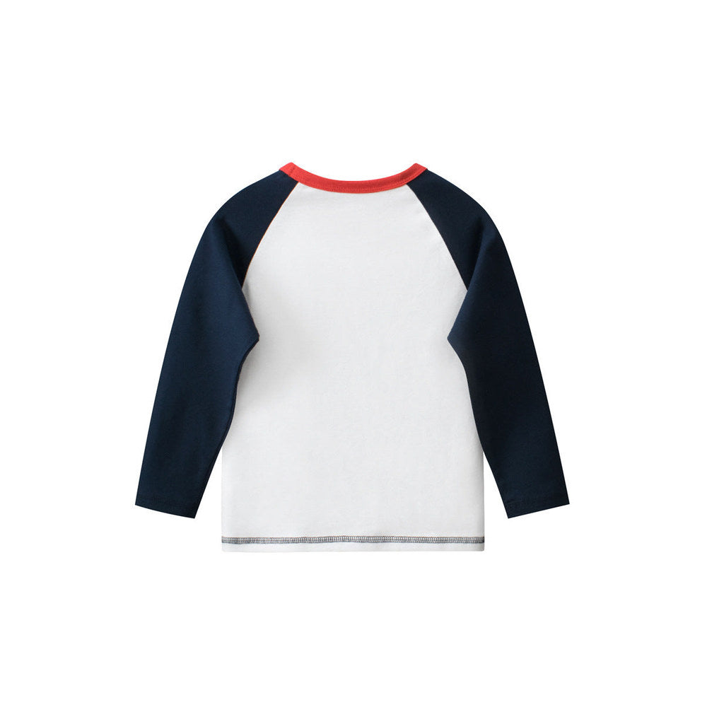 MyKids-USA® Baby Boys Letters Print Color Patchwork Long Sleeves Crew Neck Base Top Shirt