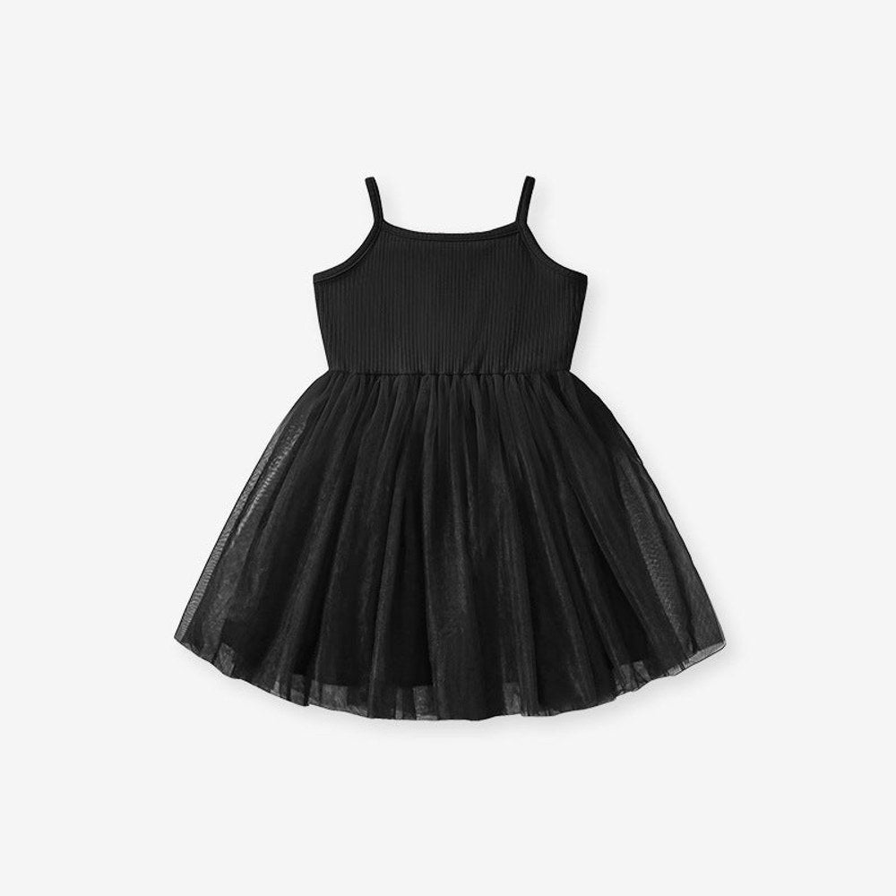 MyKids-USA® Baby Kids Girls Sleeveless Solid Color Black Tulle Dress